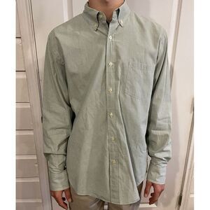 J. Crew Cotton Long Sleeve Button Down Light Green Plaid Size‎ Large
